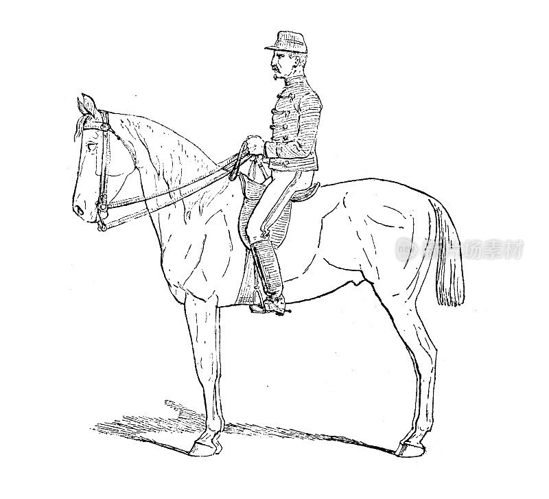古玩插画:骑马的人