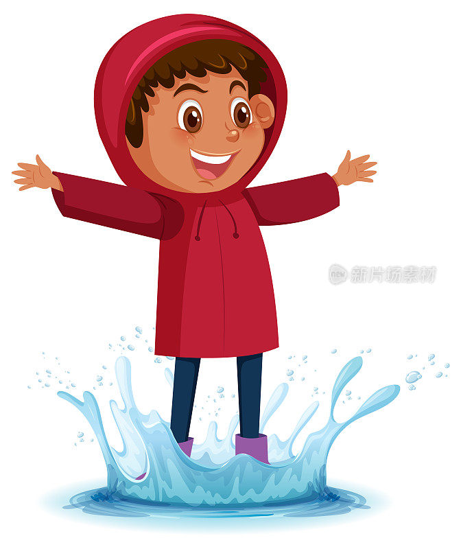 一个穿着雨衣的小男孩