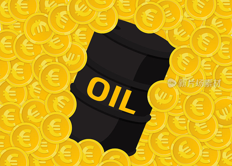 一桶浸在硬币里的油。
