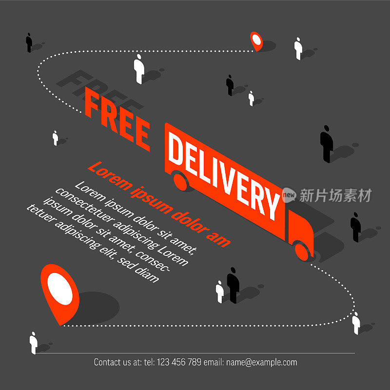 免费送货送货传单广告与汽车图标