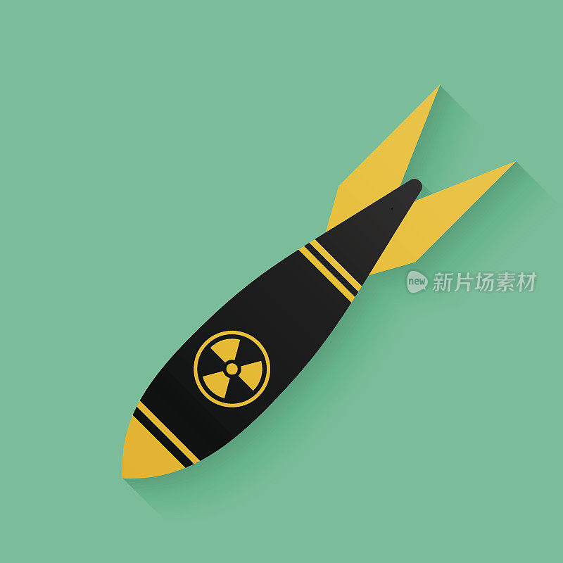 空中炸弹图标，带有辐射标志的导弹。核武器的象征