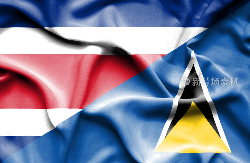 挥舞着圣卢西亚和哥斯达黎加的旗帜