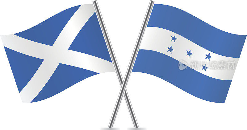 苏格兰和洪都拉斯国旗。向量。