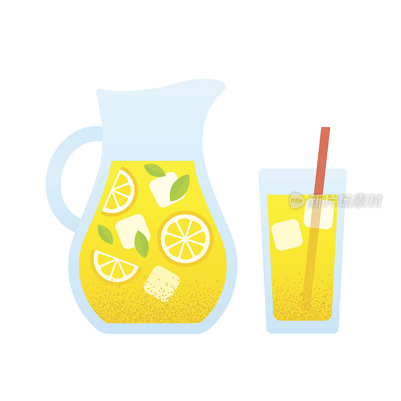 柠檬水壶和玻璃杯