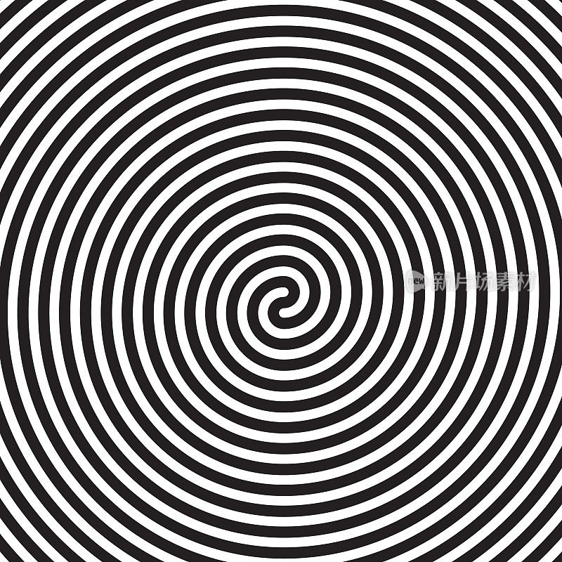 催眠圈抽象白色黑色矢量螺旋漩涡光学错觉图案背景