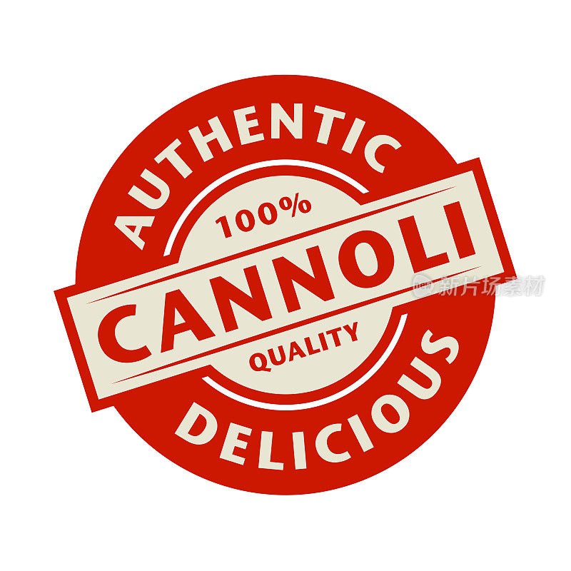 抽象的邮票或标签与文字正宗，美味的Cannoli