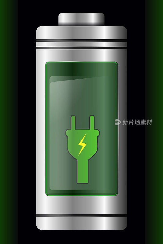 金属与玻璃电池。绿色电荷符号