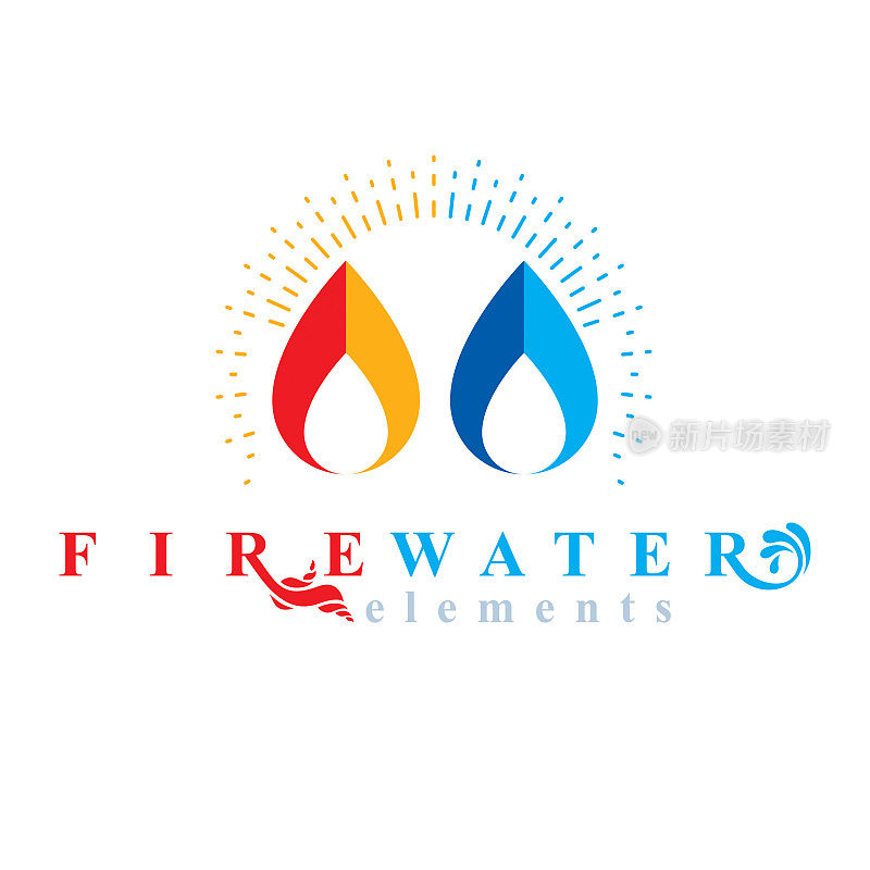 自然元素和谐图标用于企业标志，水火平衡。