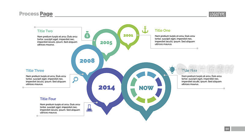 五个时间指针幻灯片模板