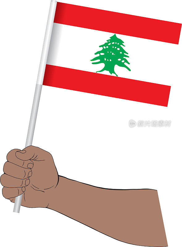 手握黎巴嫩国旗