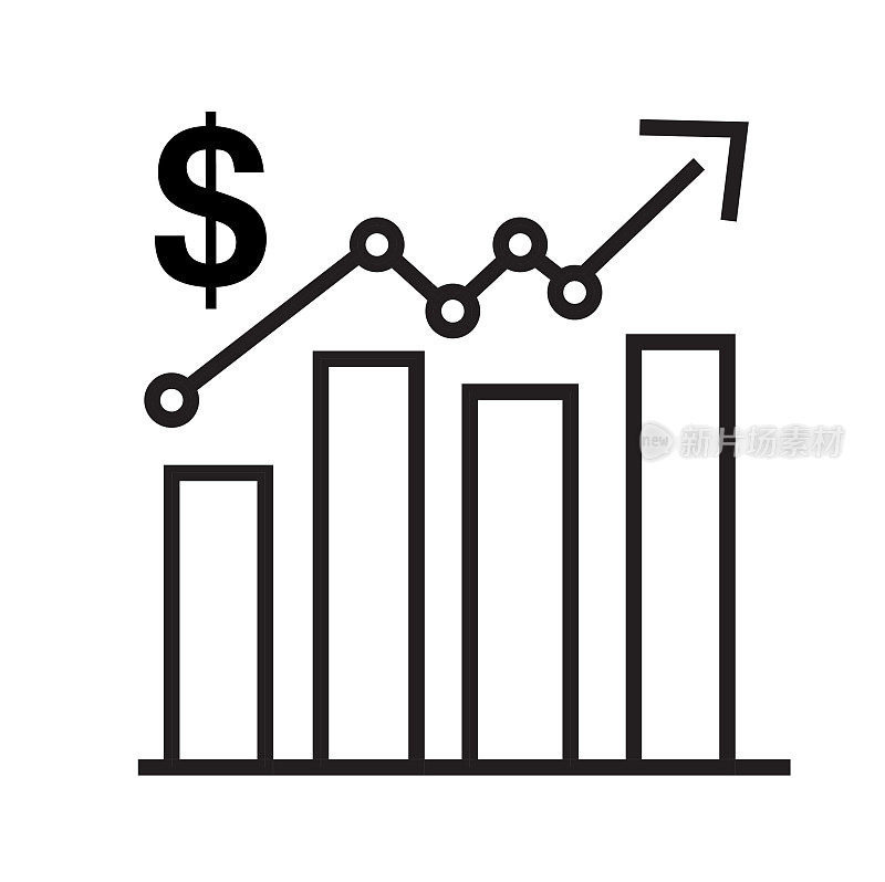 新闻媒体股票交易所用条形图和箭头细线图标风格