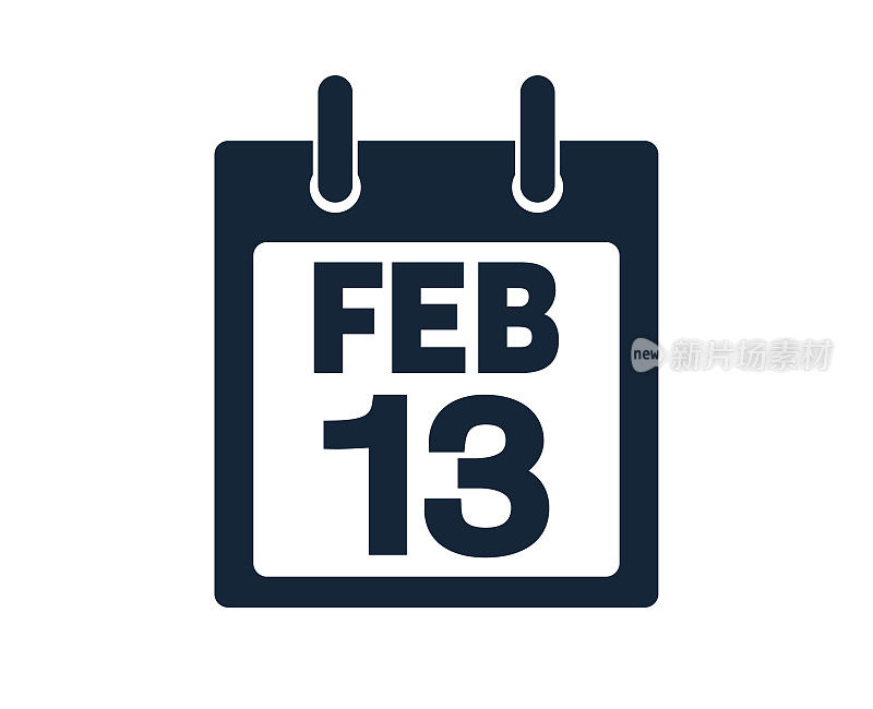2月13日日历图标股票矢量插图
