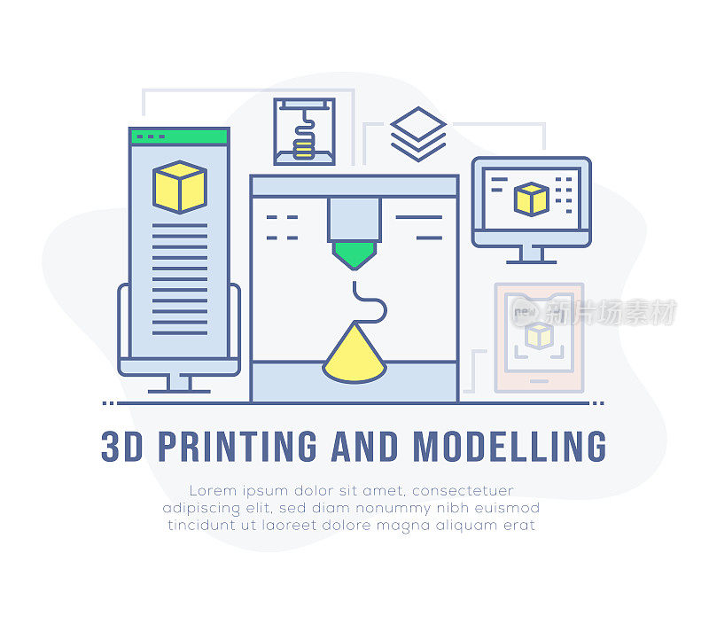 3D打印和建模横幅