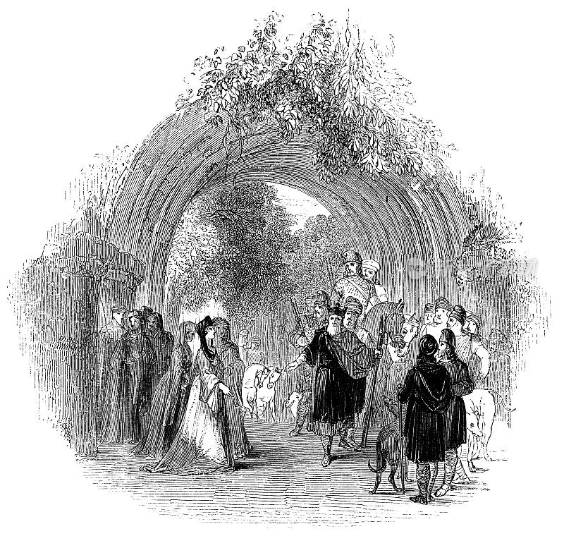 李尔王抵达高纳里尔家-威廉・莎士比亚作品