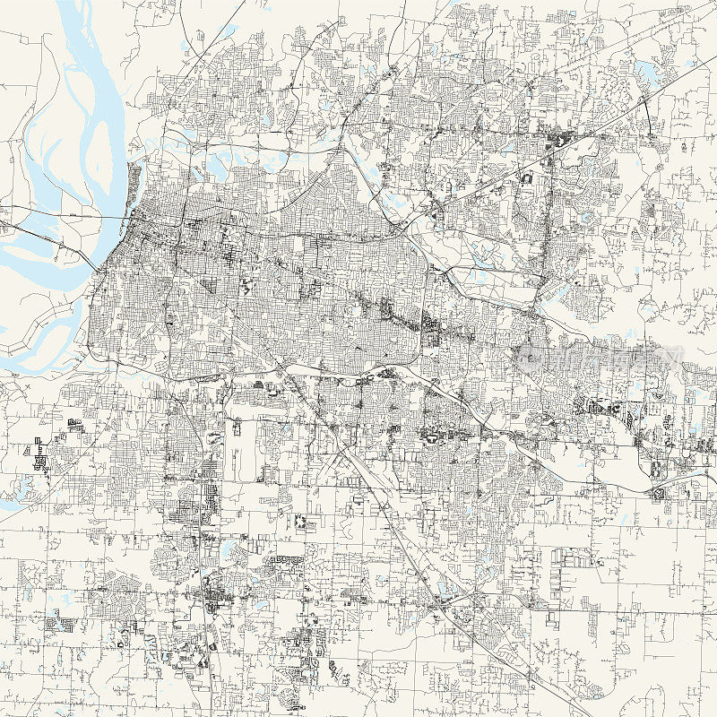 孟菲斯，田纳西州美国矢量地图