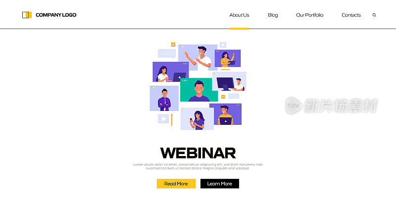 网络研讨会概念矢量插图登陆页模板，网站横幅，广告和营销材料，在线广告，业务演示等。