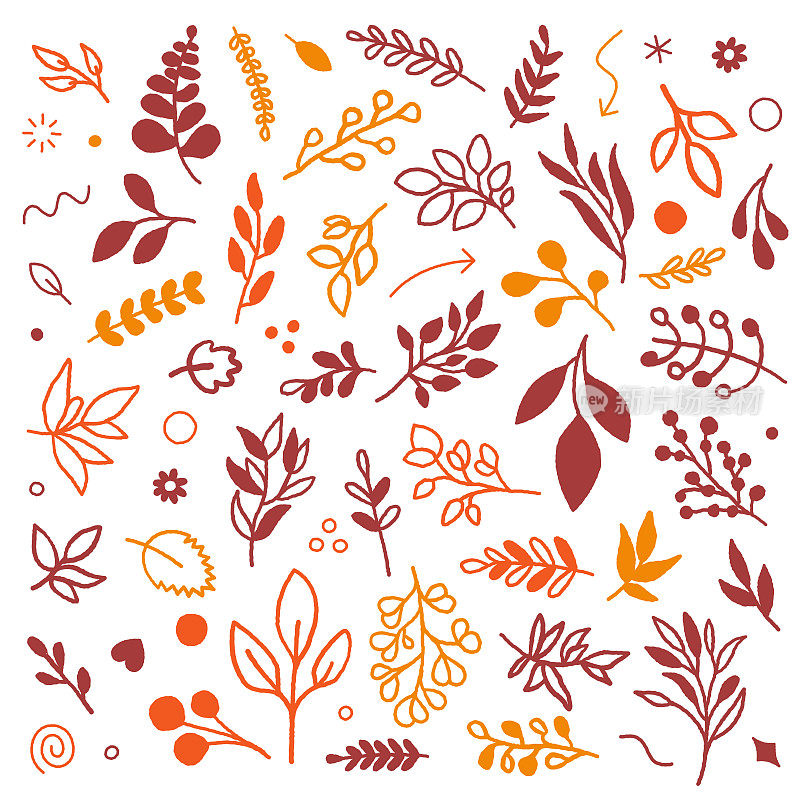 秋叶颜色无缝矢量图案