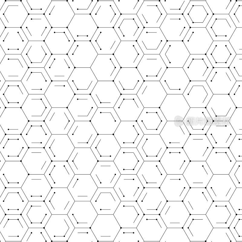 技术六角形图案的点和线