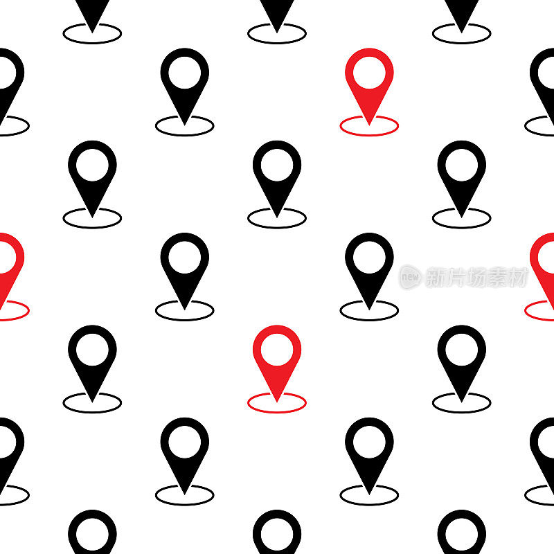 红色和黑色GPS标记无缝模式