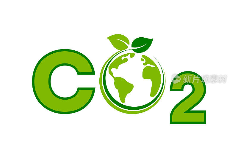 绿色二氧化碳地球符号。零排放。碳中性的概念。