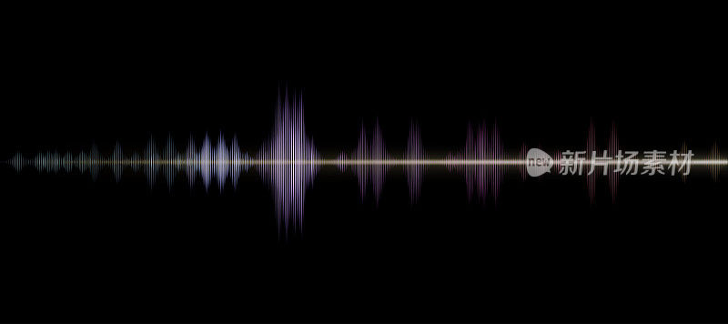 蓝色、紫色、粉色、橙色的数字声波，黑色背景的技术或地震波，动态音乐可视化的矢量未来抽象，为音乐行业设计的多色