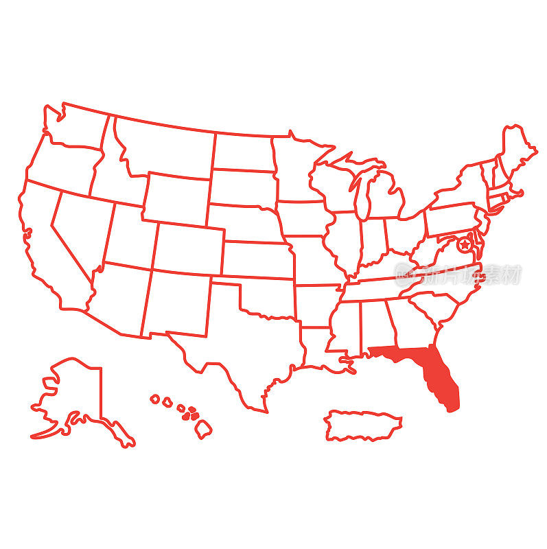 佛罗里达州地图图标