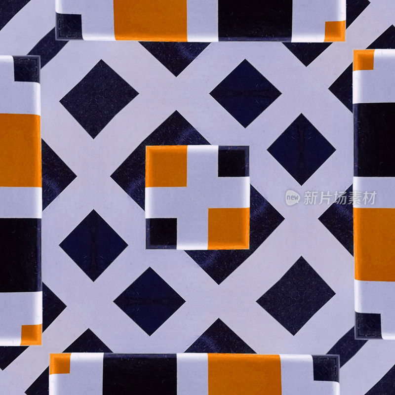 大胆的黑白条纹几何设计与生动的橙色主题