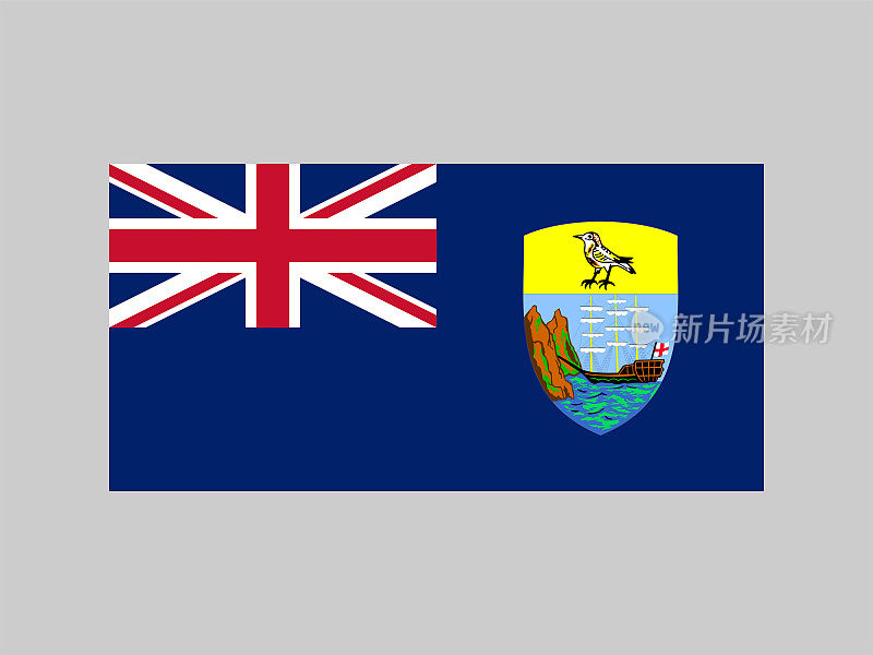 圣赫勒拿岛、阿森松岛和特里斯坦达库尼亚的国旗，官方颜色和比例。矢量插图。