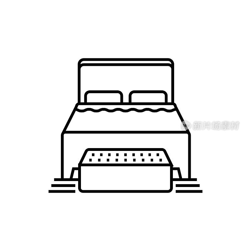 双人床,家具线图标