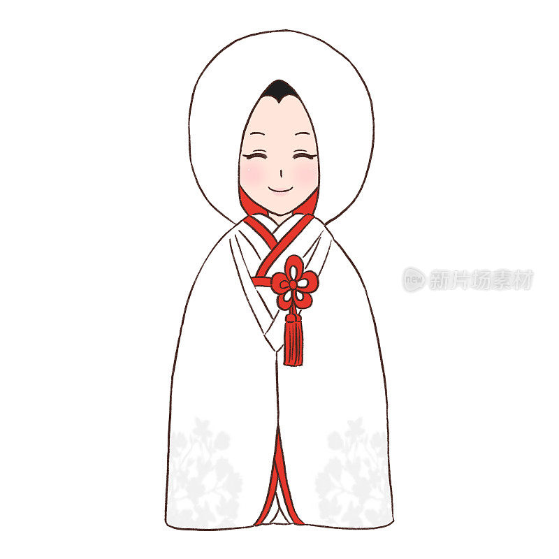 日本新娘穿着和服的插图