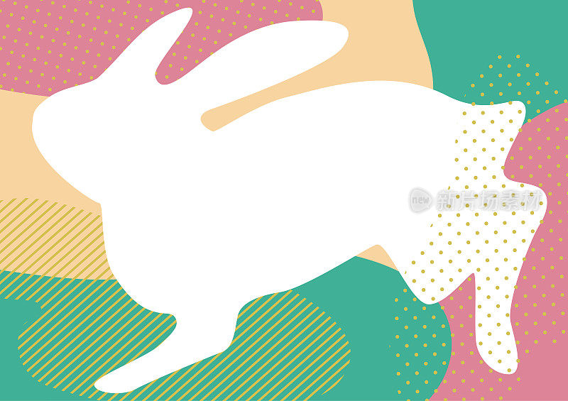 兔子剪影矢量框架插图。