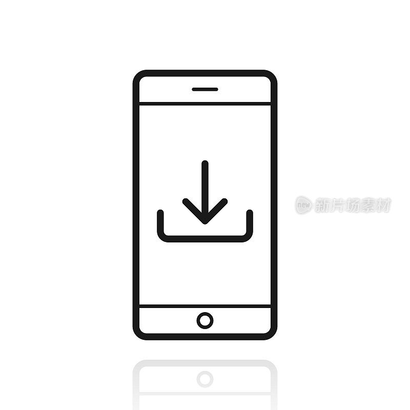 智能手机下载。白色背景上反射的图标