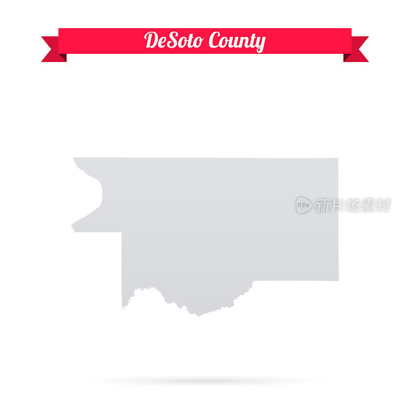 密西西比州德索托县。白底红旗地图