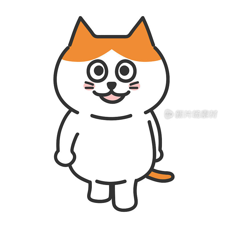 橙色虎斑猫走愉快，矢量插图。
