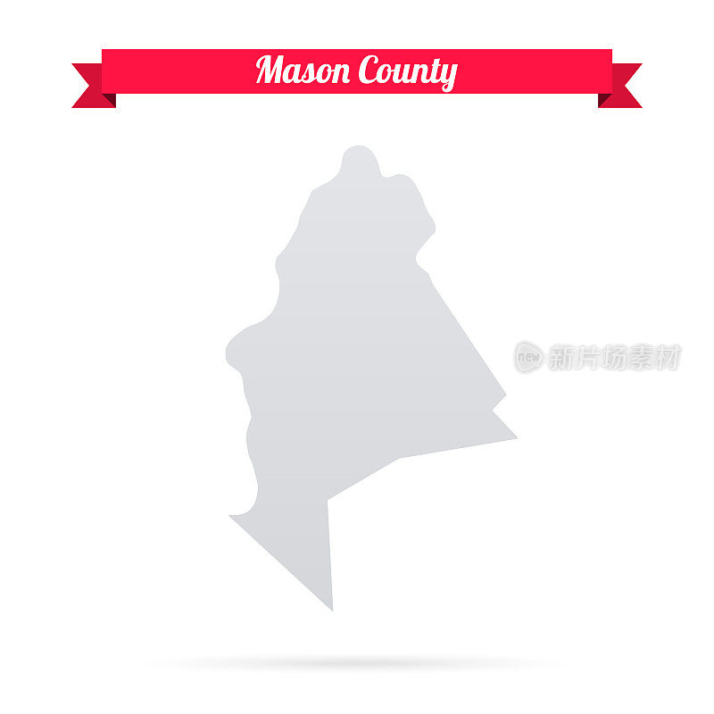 西弗吉尼亚州梅森县。白底红旗地图