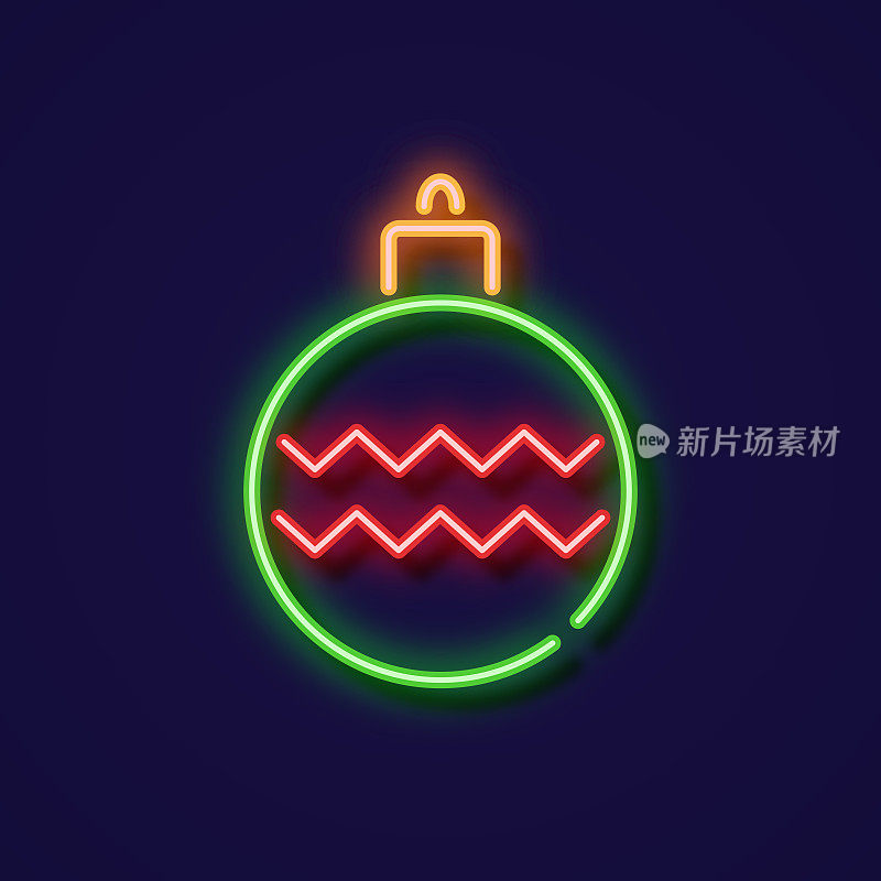 圣诞球霓虹灯图标