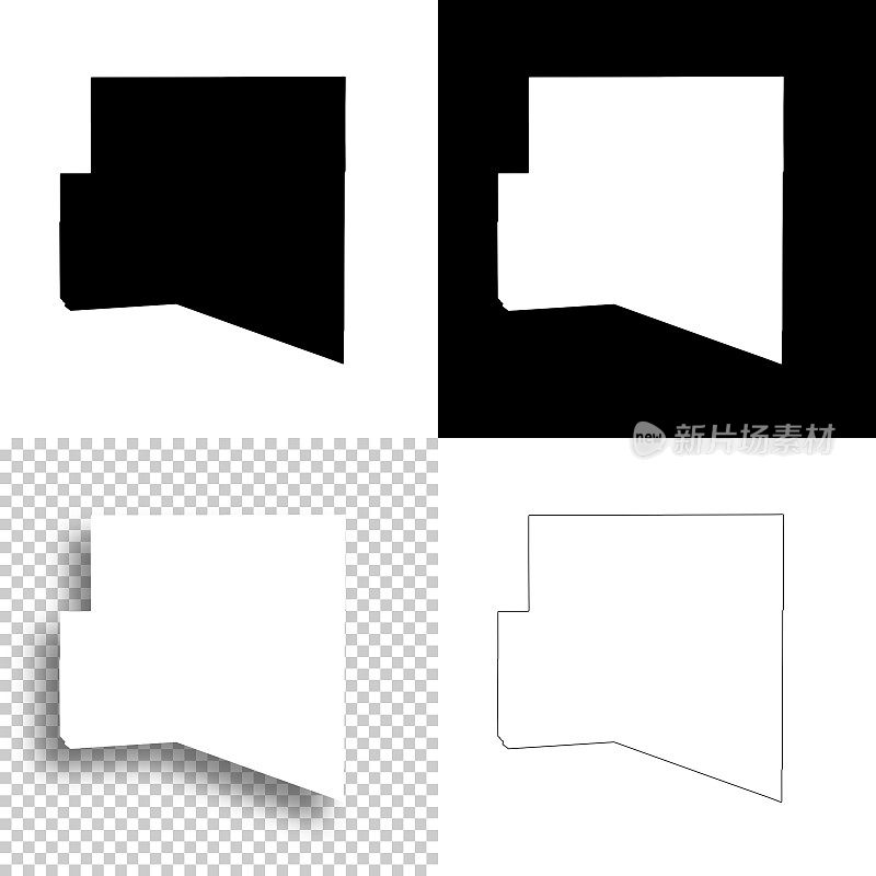 科罗拉多州普韦布洛县。设计地图。空白，白色和黑色背景