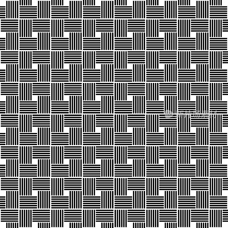 条纹矩形在白色上形成黑色网格图案的正方形