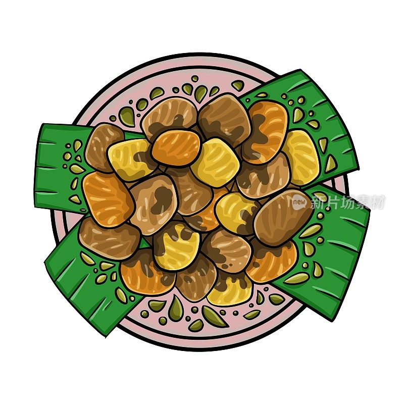 卫生部。混合蔬菜和水果的沙拉，淋上由当地虾酱、糖和酸橙组成的酱汁。马来西亚的美食。