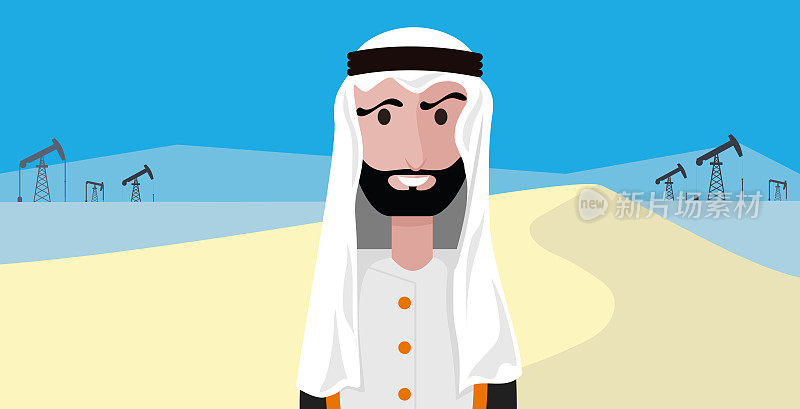 阿拉伯酋长在油田。抽油机从油田开采原油。