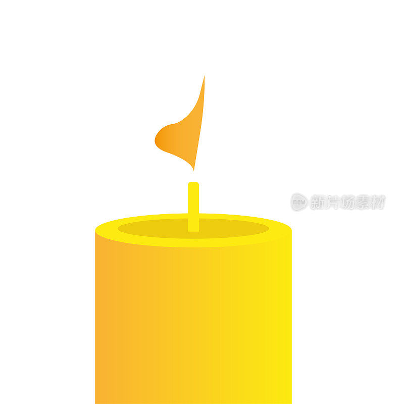 一支正在燃烧的黄色蜡烛。矢量图