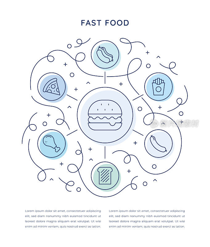 快餐六步信息图表模板