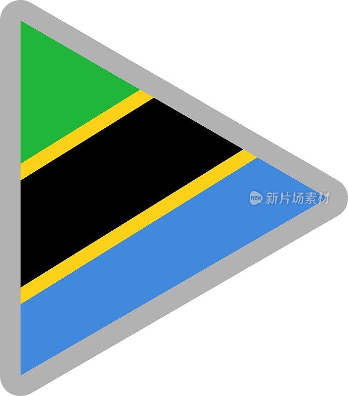 坦桑尼亚国旗图标矢量插图材料