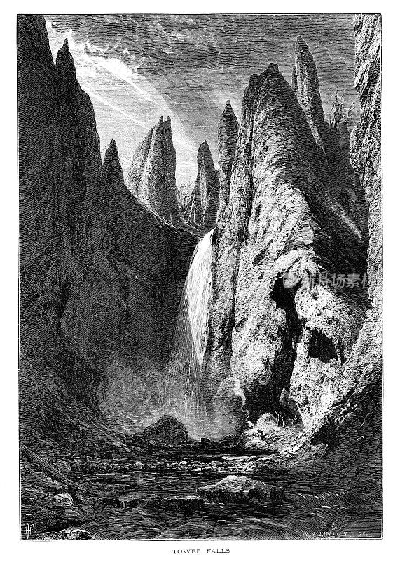 黄石国家公园的塔瀑布，怀俄明州，蒙大拿州和爱达荷州，美国，地理