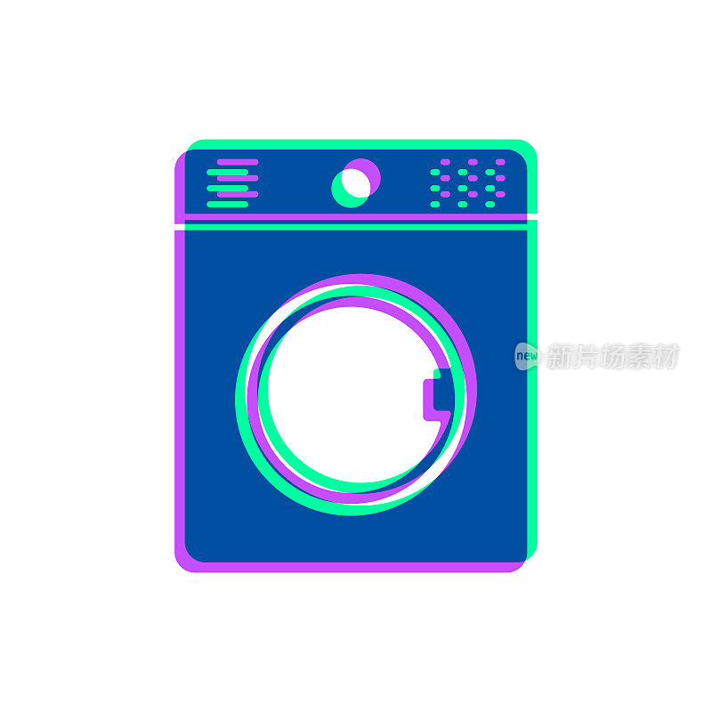 洗衣机。图标与两种颜色叠加在白色背景上
