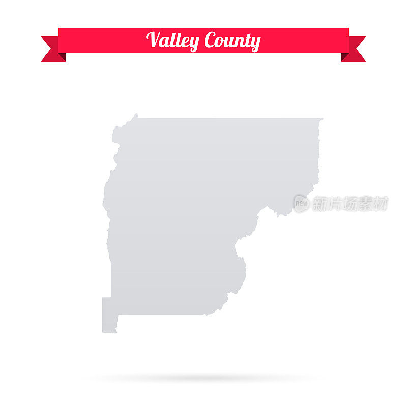 爱达荷山谷县。白底红旗地图