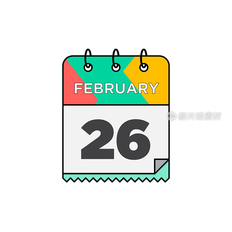 二月-每日日历图标在平面设计风格股票插图