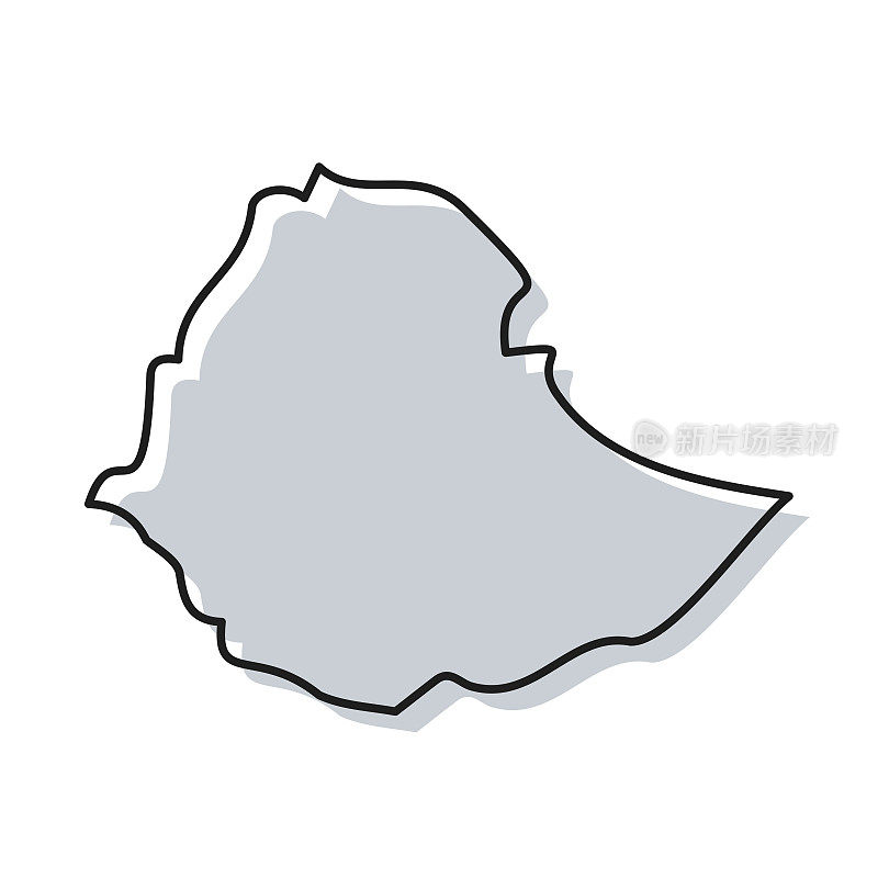 埃塞俄比亚地图手绘在白色背景-时尚的设计