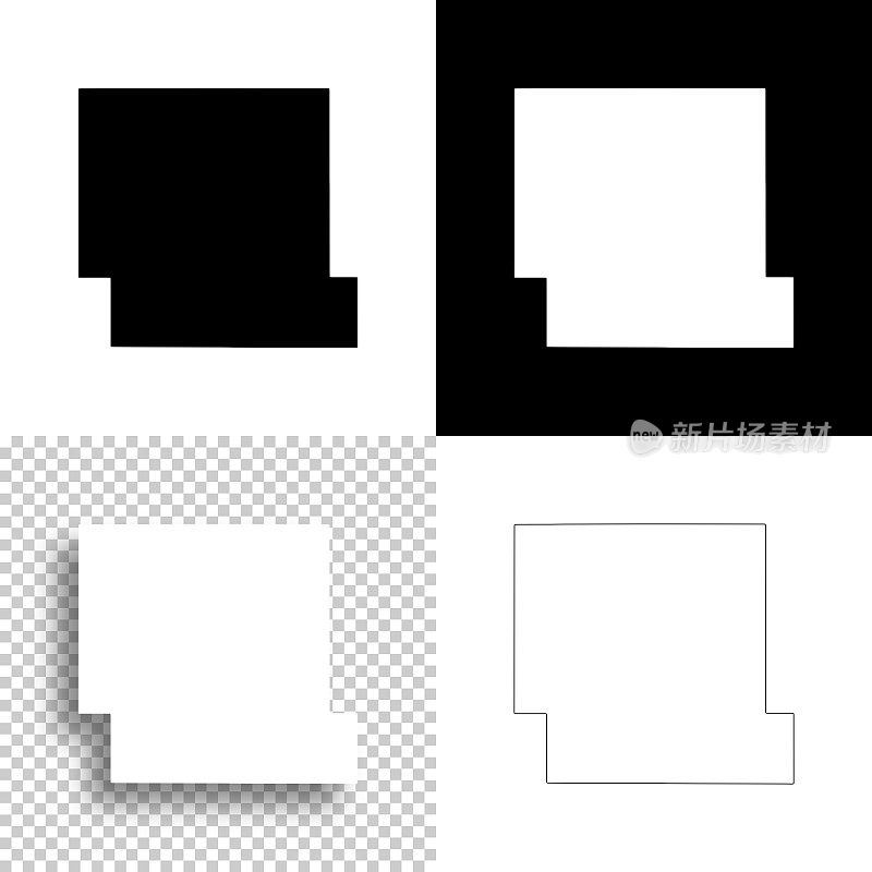 爱荷华州谢尔比县。设计地图。空白，白色和黑色背景