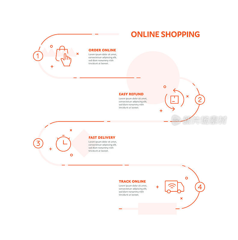 网上购物概念信息图表设计与可编辑的笔画线图标
